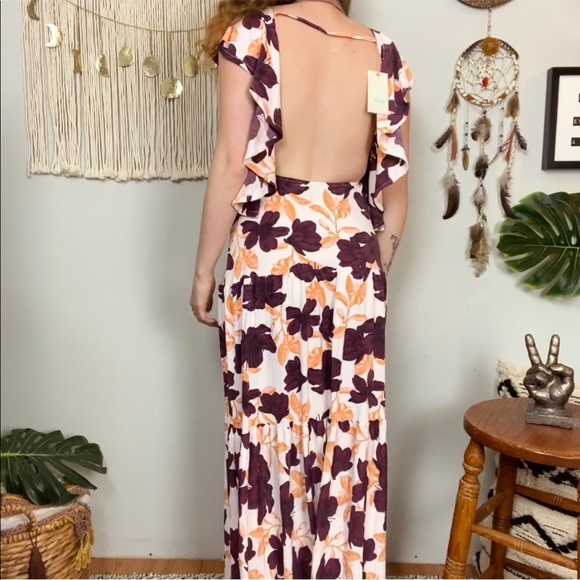 Maaji NWT Floral Backless Tiered Maxi Dress Size Small - Picture 2 of 13